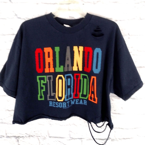 Alstyle Tops - Vintage 90's Orlando Florida Distressed Crop Top